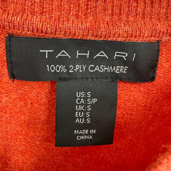 Tahari Cashmere Sweater S Crew Neck Pullover Burnt Orange - Picture 3 of 7